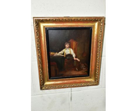 AFTER THOMAS SWORD GOOD (1789-1872) 'STUDY OF A BOY', a late 19th/early 20th century seated portrait of a young boy with book