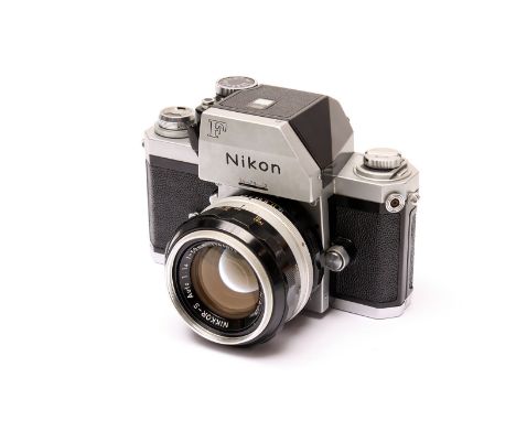 A Nikon F SLR Camera, with Nikkor-S f/1.4 50mm lens, with various engravings including 'F.S.N.-PN/474107 N.A.S.A Houston Tx' 