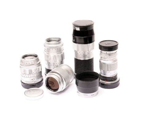 Various Leitz Lenses: small quantity of four Leitz lenses including Elmarit f/2.8 90mm, Tele-Elmarit f/2.8 90mm Elmar f/4 135