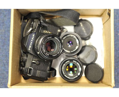 A Pentax LX SLR Camera, together with a Pentax-M f/1.7 50mm, and a Pentax-M f/2.8 40mm 