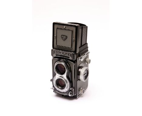 A Rolleiflex F3.5 T Grey TLR Camera, with Carl Zeiss Tessar f/23.5 75mm lens, with engraving to side  'Franke & Heidecke Eige