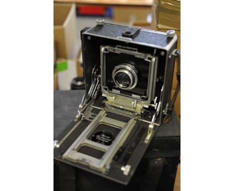 A MPP 5x4 Micro Technical Camera, with Wray f/4.8 135mm lens, with DDS in wooden box