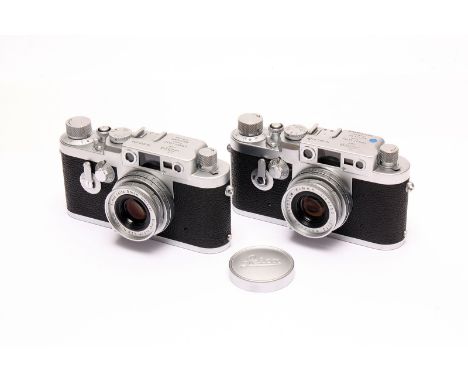 Leica Rangefinder Cameras: two Leica IIIg cameras, serial nos. 904930K / 956270, each with Leitz lens, with various engraving