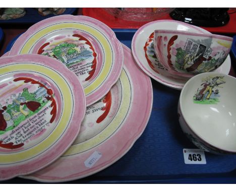 Crown Devon 'Sailors Farewell' 27.5cm diameter plate, two 20cm examples, two cups, two saucers.