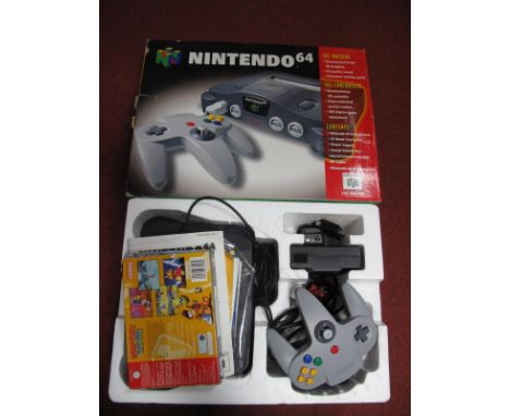 A Nintendo 64 Games Console (boxed) with one game.