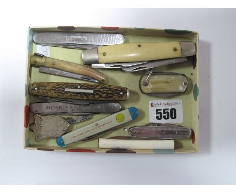 I.XL George Wostenholm Folding Pocket Knife, a smaller Wostenholm multi blade, advertising examples, shield shape scales etc.