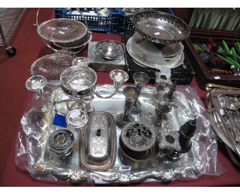 Three Dish Cake Stand, place mat set, candlestick centrepiece with posy, twin branch candelabrum, posy, twin handled tray, su