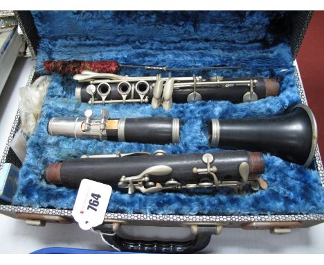 Selmer 'Console' Four Piece Ebonised Clarinet, with nickel mounts, approximately 68cm long, cased.