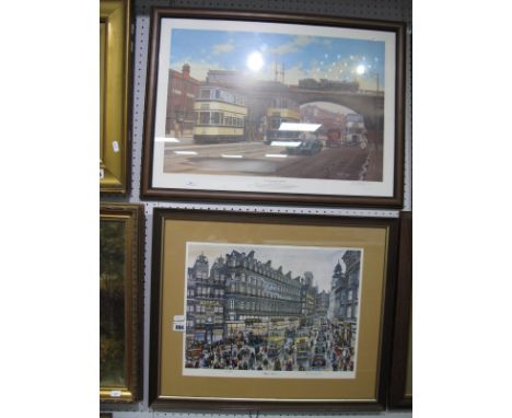 George Cunningham 'High Street', ltd edition colour print, of 250, signed Eric Bottomley, 30 x 41.5cm; The Wicker Archers, Sh