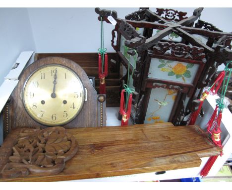 Chinese Wooden Lantern, of hexagonal form, mantel clock, letter rack, etc:- One Box