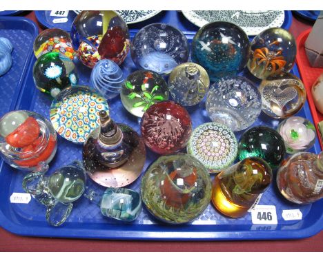 Isle of Wight, Mdina, Caithness 'Nova' Millefiore and Other Glass Paperweights:- One Tray