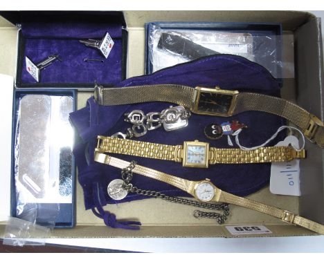 Accurist Gent's Wristwatch, ladies wristwatches, "Best Dad in the World" cufflinks in "Father of the Bride" case, luggage lab