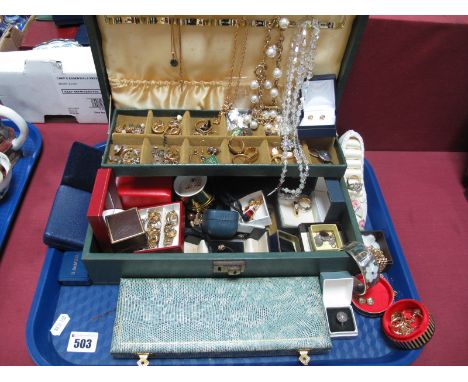 A Mixed Lot of Assorted Costume Jewellery, etc; including an imitation pearl necklace, Alpaca Mexico shell inset bangle, asso