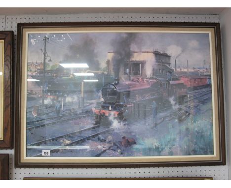 Terence Cuneo, Express Engine at Tyseley, colour print, five unframed prints/posters.