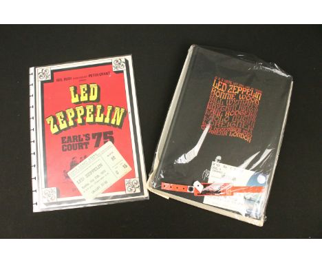 Memorabilia - Led Zeppelin programme and ticket for Earls Court 1975, along with a programme, ticket and wristband for their 
