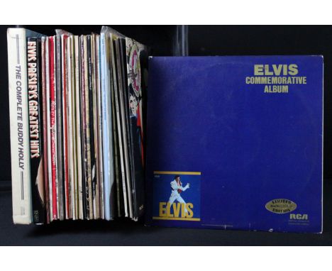Vinyl - 36 Elvis Presley LPs, 1 box set, and Buddy Holly 6LP box set. Vg overall