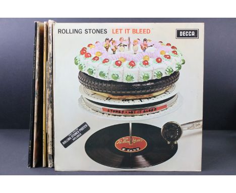 Vinyl - 8 Rolling Stones LPs to include Let It Bleed x 2 (both with stickers, one with poster), Exile On Main St, No.2, Throu