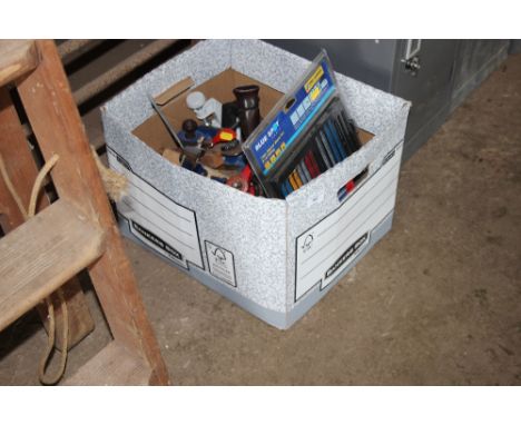 A box of various hand tools 