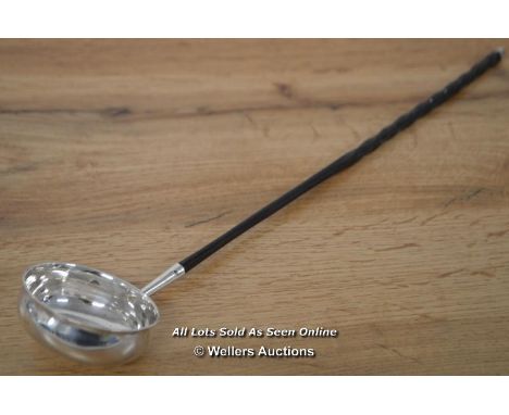 *GEORGIAN SOLID SILVER LONG TODDY LADLE TWIST HORN HANDLE SILVER TIP 14" [LQD215]