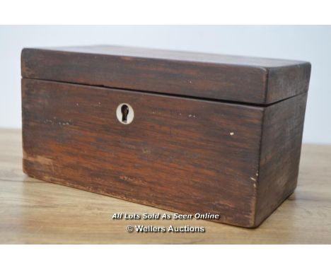 *WOODEN MAHOGANY TEA CADDIE CADDY NEEDS TLC [LQD215]