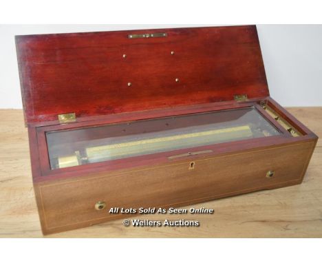 *SWISS HARMONIUM MUSIC BOX  / IN WORKING ORDER / 51.5 X 17 X 12CM  [LQD215]