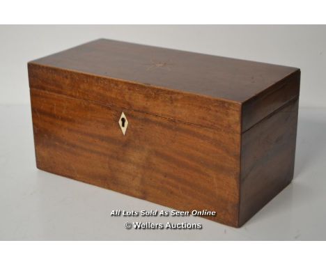 *MID 19THC. MAHOGANY 3-COMPARTMENT TEA CADDY BOX C.1850 [LQD215]