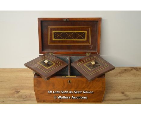 *C.1800 GEORGE III MAHOGANY INLAID TEA CADDY/ROSEWOOD INLAY BANDING [LQD215]