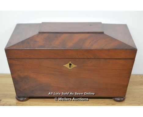 *TEA CADDY GEORGIAN MAHOGANY SARCOPHAGUS FORM [LQD215]