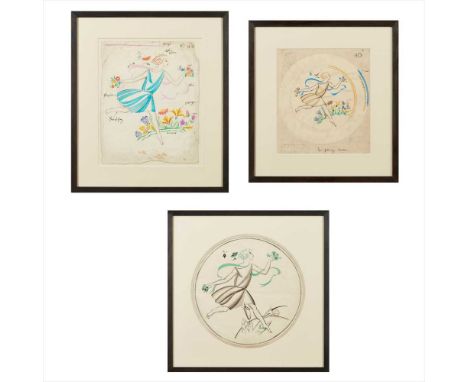 § OLIVE GRACE BOURNE (1897-1962) ART DECO DESIGN FOR POOLE POTTERY, CIRCA 1925 to include a DESIGN FOR A PLATE, pencil, water