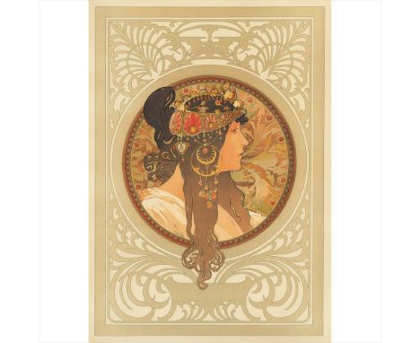 ALPHONSE MUCHA (1860-1939) TÊTES BYZANTINES (BRUNETTE) lithograph, 1897, condition A-; backed on linen, framed (Dimensions: 2
