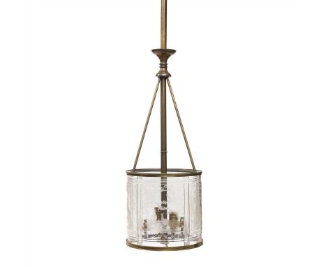 ATTRIBUTED TO F. &amp; C. OSLER, LONDON &amp; BIRMINGHAM AESTHETIC MOVEMENT HALL LANTERN, CIRCA 1880 the brass frame with cen