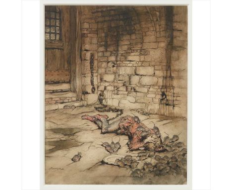 ARTHUR RACKHAM (1867-1939) 'YOUNG BECKIE', ORIGINAL ILLUSTRATION, CIRCA 1919 pen, ink and watercolour, signed lower right A. 