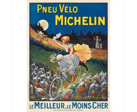 LOUIS THÉOPHILE HINGRE (1832–1911) PNEU VELO MICHELIN lithograph, 1911, condition B+/A-; backed on linen (Dimensions: 32 x 23