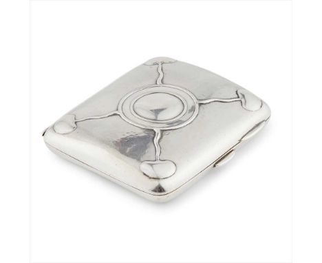 LIBERTY &amp; CO., LONDON  ART NOUVEAU SILVER CIGARETTE CASE, BIRMINGHAM, 1905 embossed with a design of four budding organic