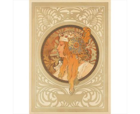 ALPHONSE MUCHA (1860-1939) TÊTES BYZANTINES (BLONDE) lithograph, 1897, condition B; backed on linen, framed (Dimensions: 22.5