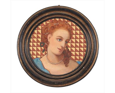 MANNER OF DANIEL COTTIER PORTRAIT OF A LADY, CIRCA 1870 oil on board, within gilded ebony frame (Dimensions: 24cm diameter)(2