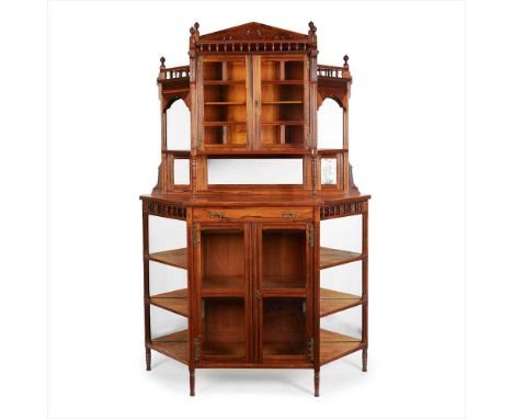 Y ATTRIBUTED TO H.W. BATLEY FOR JAMES SHOOLBRED &amp; CO. AESTHETIC MOVEMENT ROSEWOOD DRAWING ROOM the arched pediment and sp