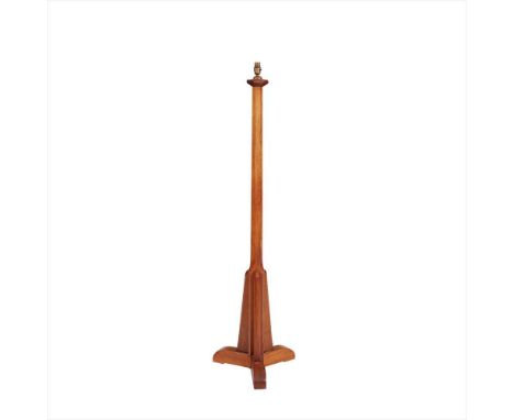 STANLEY WEBB DAVIES (1894-1978) ARTS &amp; CRAFTS OAK STANDARD LAMP BASE, DATED 1952 the hexagonal top above a faceted column