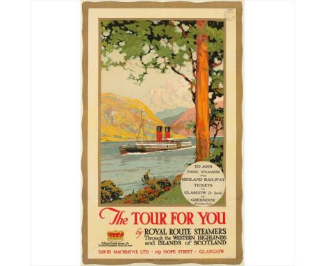 ANONYMOUS THE TOUR FOR YOU, WESTERN HIGHLANDS lithograph, c.1910, condition B+; backed on linen, 39 x 24 in. (99 x 62 cm.) ; 