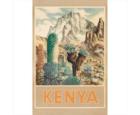PETER JAY KENYA offset lithograph, c.1950, condition A-; backed on linen (Dimensions: 29 1/2 x 19 1/2 in. (75 x 50 cm.))(29 1