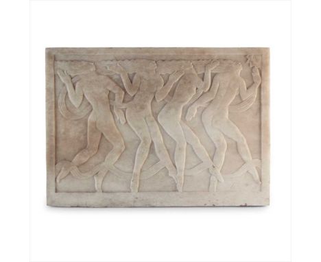 § THOMAS WHALEN (1903-1975) DANCING FIGURES, CIRCA 1930 marble panel, inscribed with monogram (Dimensions: 48.5cm x 68cm)(48.