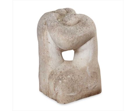 ENGLISH SCHOOL EMBRACING FIGURES stone, carved with artist's initials J*A*R* (Dimensions: 74cm high)(74cm high)