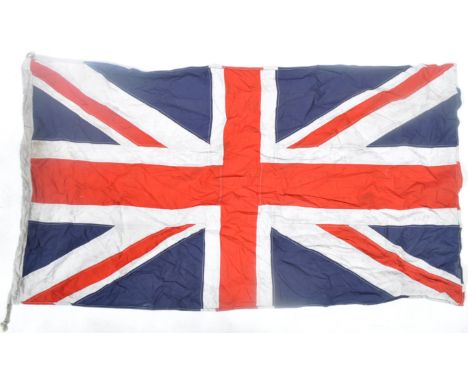 An original WWII Second World War period vintage British Army Union Flag / Jack. Faint ' WD ' War Department stampings to the