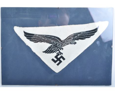 A scarce original WWII Second World War Third Reich Nazi German Luftwaffe BeVo vest chest uniform patch. White ground, with l