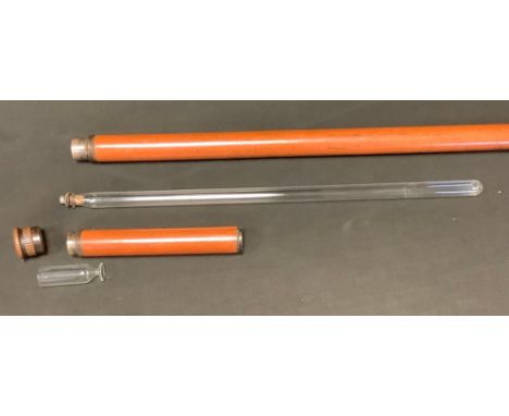 A Victorian novelty walking cane, with two glasses and flask, 90cm long, c.1890 