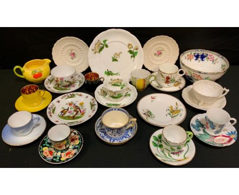 Teaware - a 20th century Royal Worcester Blind Earl pattern cabinet cups and saucer;  an English porcelain cup, saucer and si