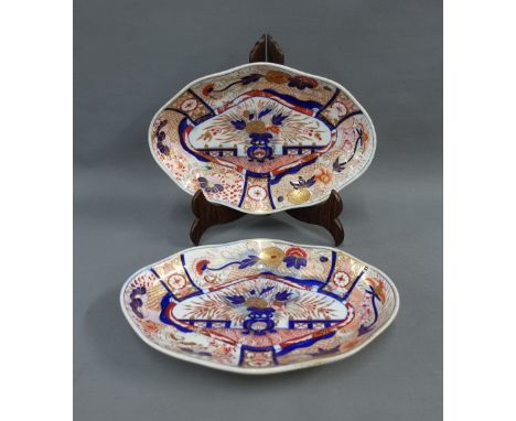 Pair of early 19th century Chamberlain Worcester oval Imari pattern dishes, 29cm long (2) 