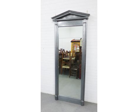 Contemporary aluminium floor standing mirror with arched architectural top, 234 x 95cm