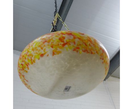 Opaque glass ceiling light with chains