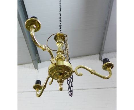 Brass three branch light fitting